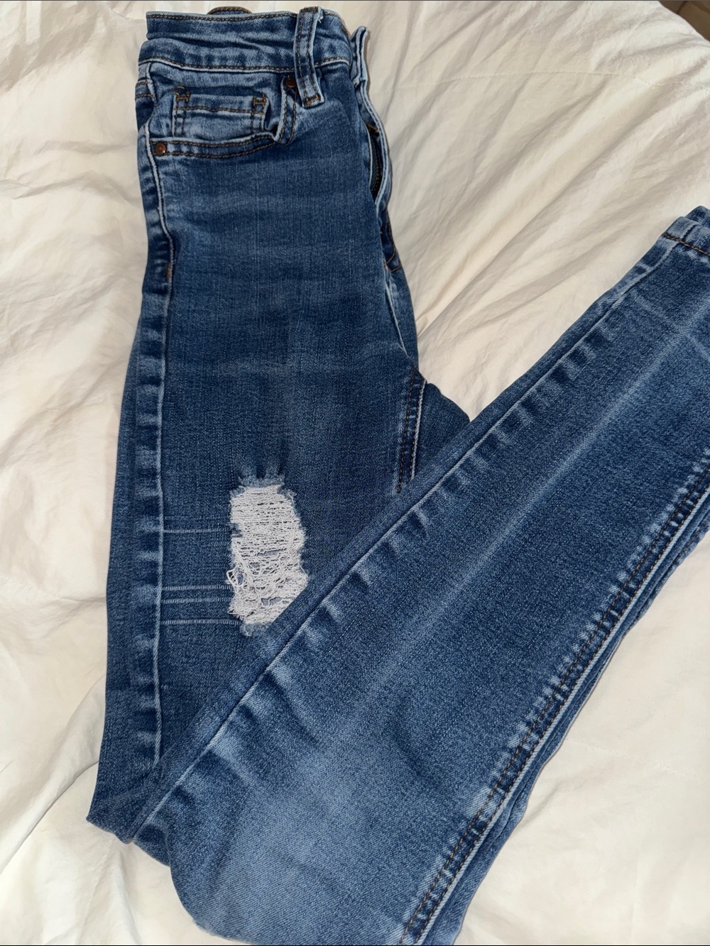 Dark Blue Ripped Skinny Jeans
